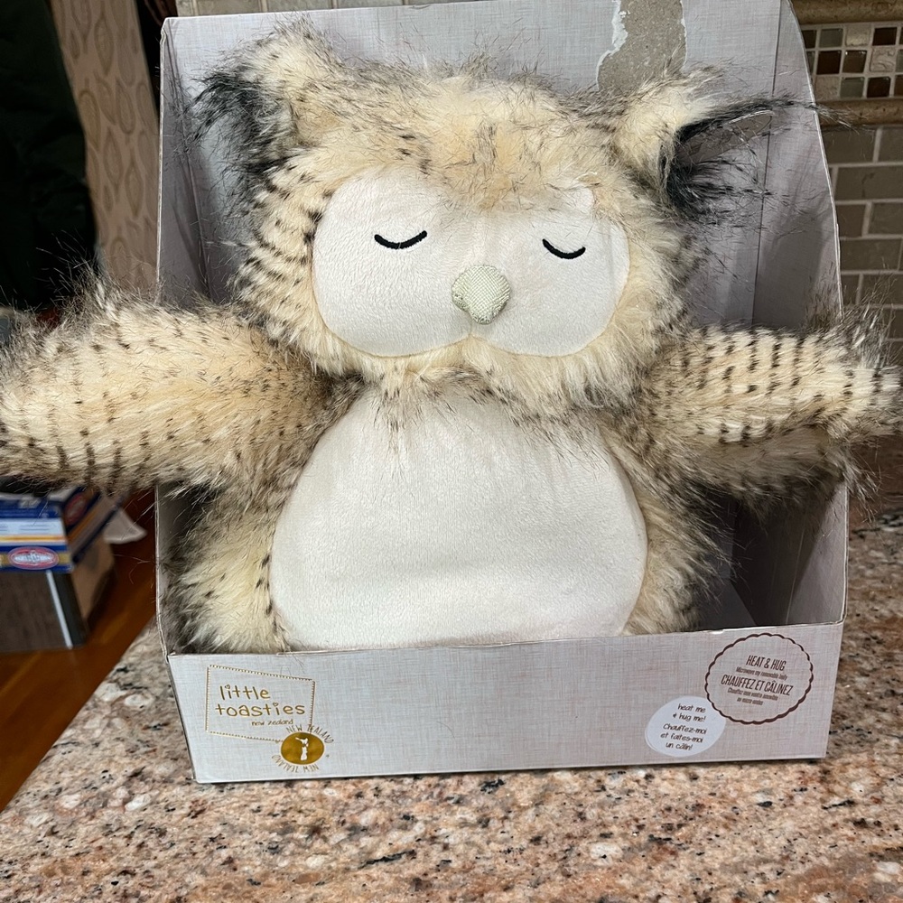 Little Toasties Plush Owl Hug Me Heating Pad Soft Fluffy weighted heated owl